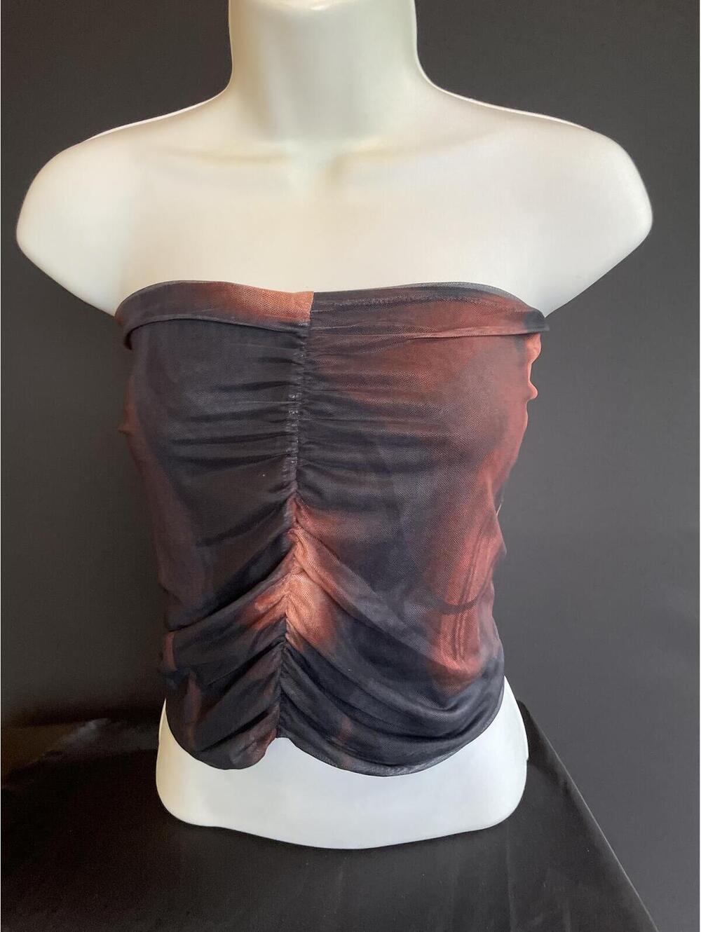 Princess Polly Ruched Mesh Tube Top Rave Goth Grunge Club Y2K Size 2